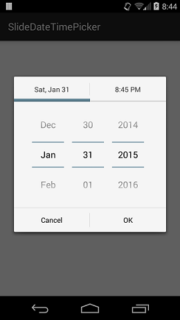 DatePicker y TimePicker combinados en DialogFragment para Android
